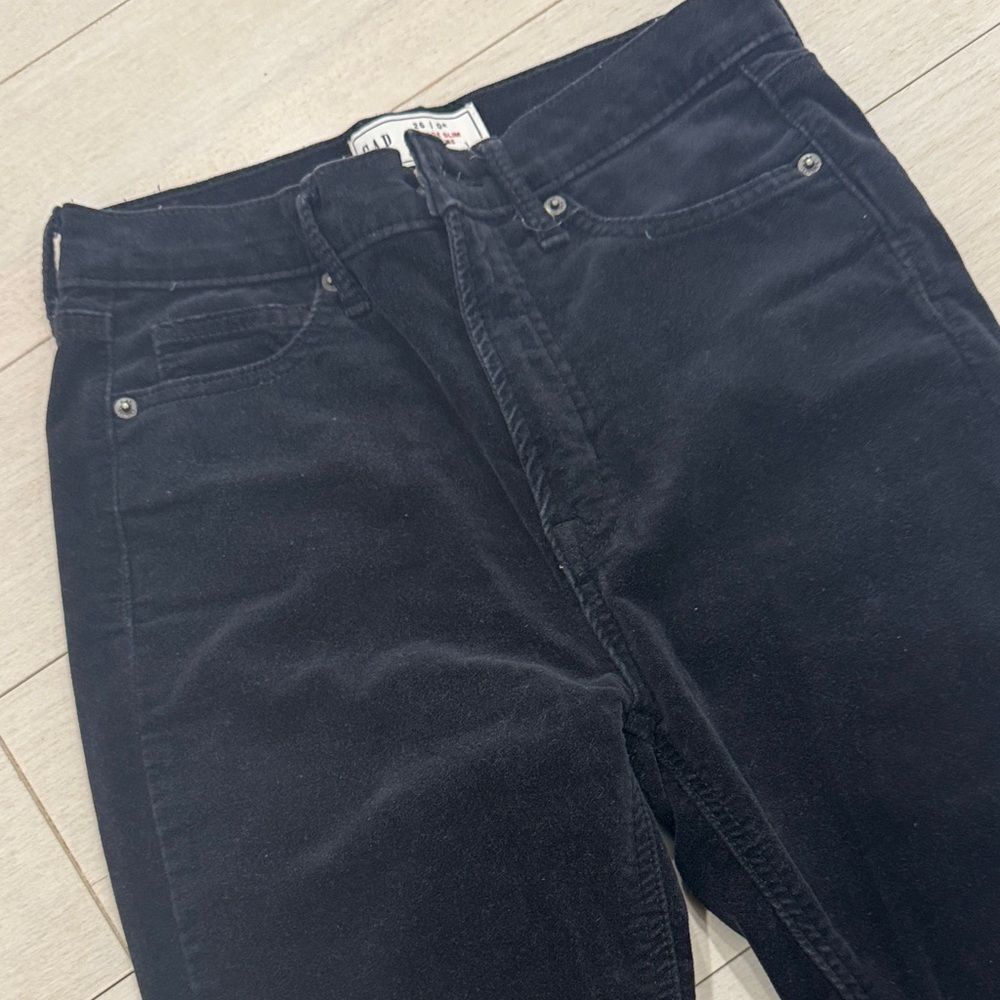 GAP Navy Blue Straight Leg Velvet Pants - Picture 2 of 5